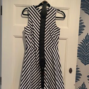 J. McLaughlin Black and White fit and flare dress